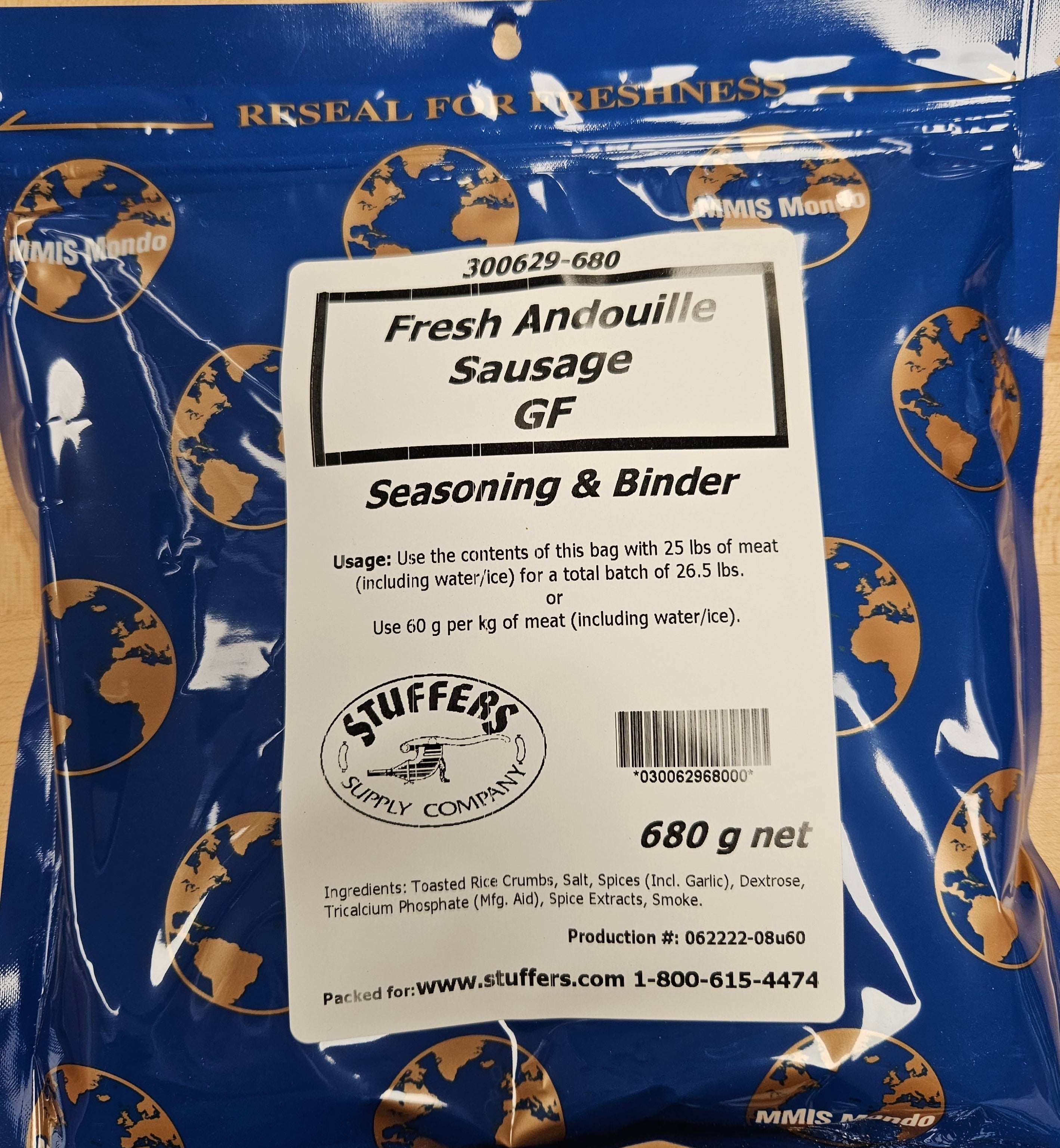 FRESH ANDOUILLE BINDER GLUTEN FREE 680g Stuffers Supply Company