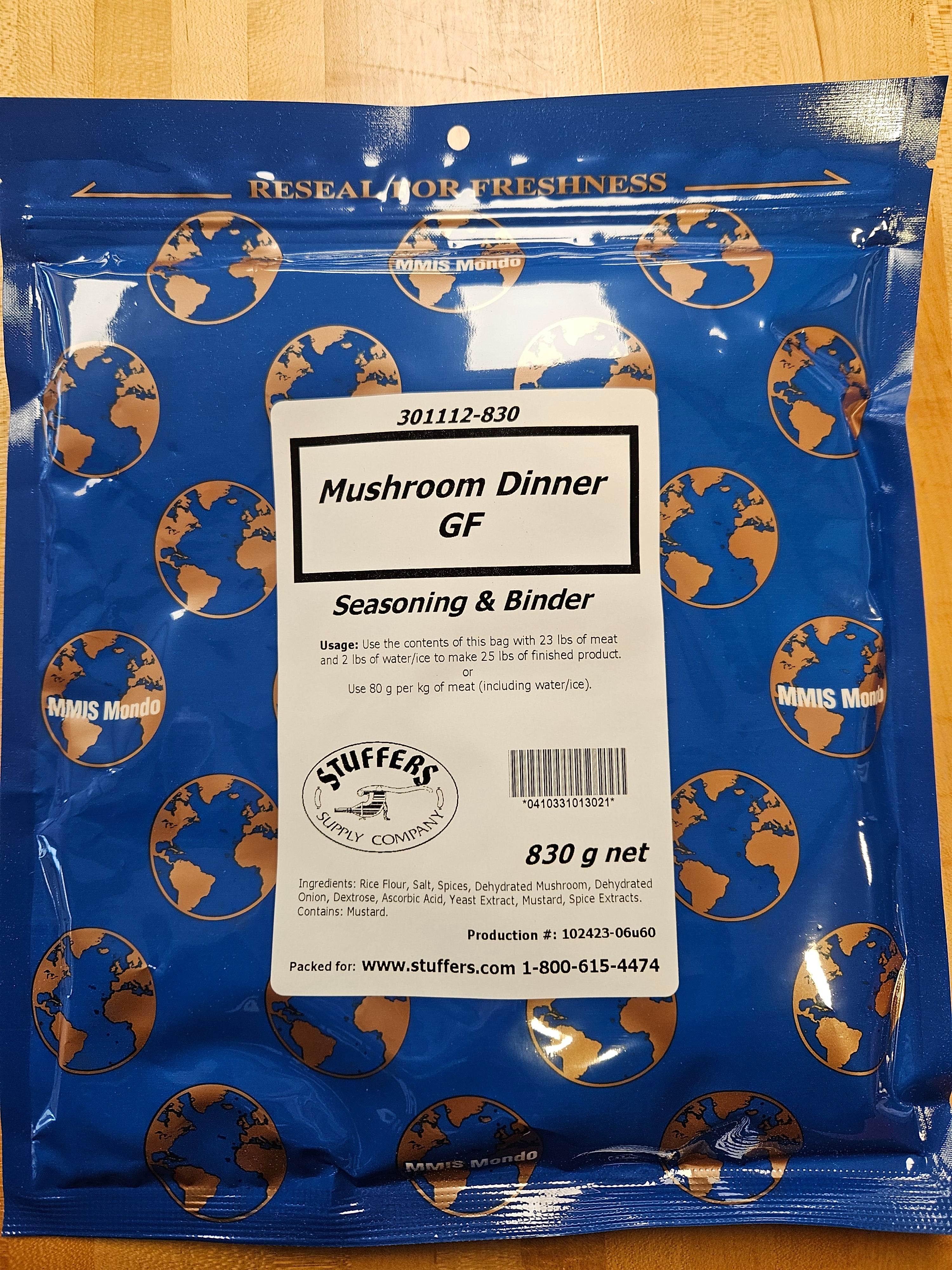 MUSHROOM DINNER FRESH SAUSAGE GLUTEN FREE 830g 20/case Stuffers