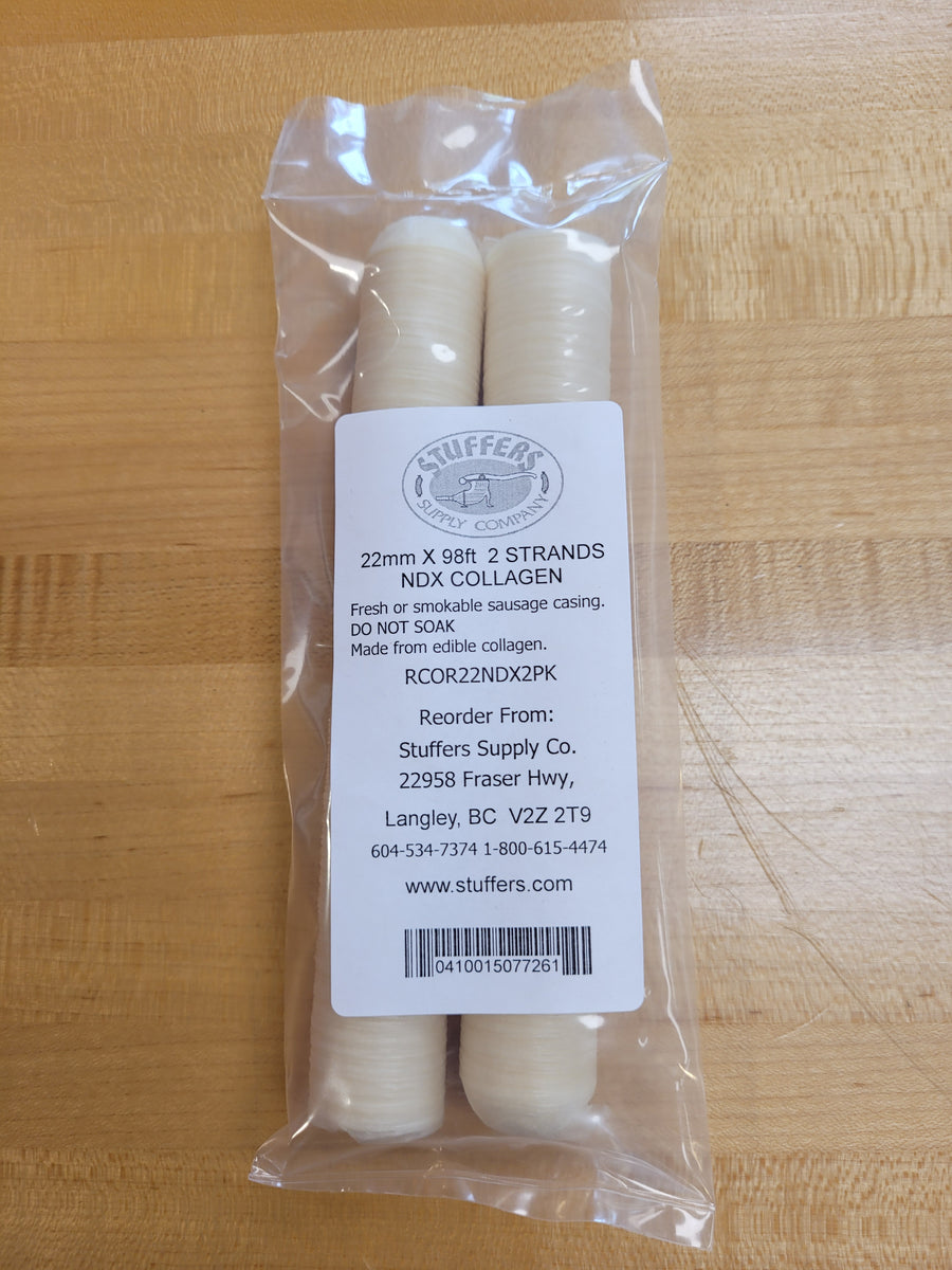 22mm X 98ft NDX collagen casings for 18 pounds of meat